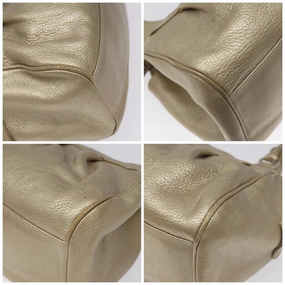 Salvatore Ferragamo Gancini Hand Bag Leather Gold Auth am7952 - Picture 14 of 16